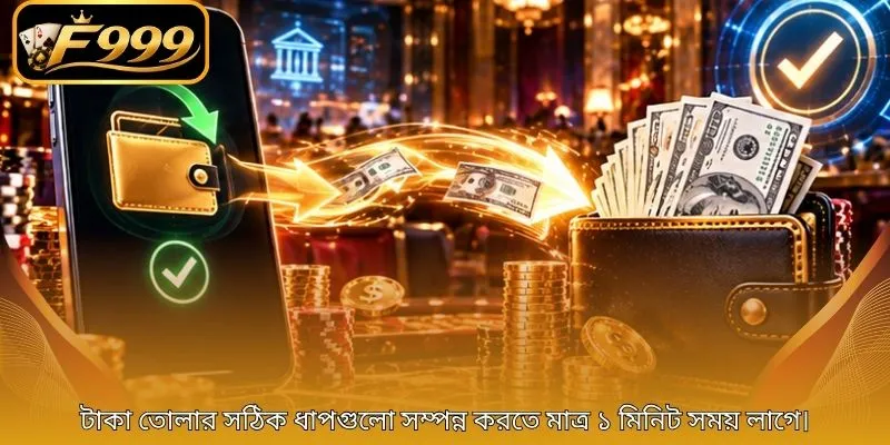 টাকা তোলার সঠিক ধাপগুলো সম্পন্ন করতে মাত্র ১ মিনিট সময় লাগে।