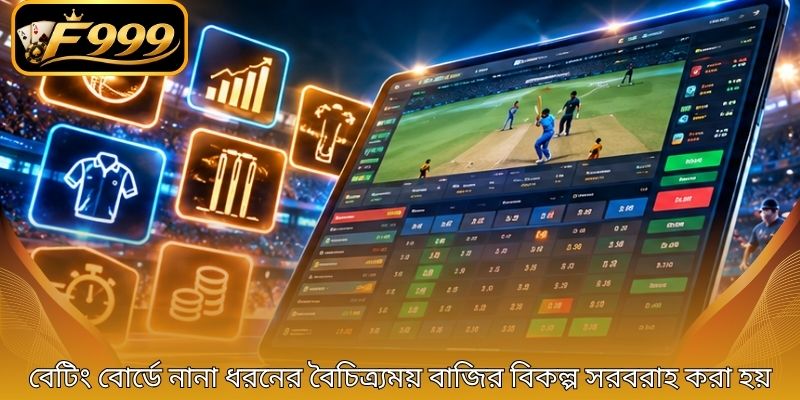 বেটিং বোর্ডে নানা ধরনের বৈচিত্র্যময় বাজির বিকল্প সরবরাহ করা হয়